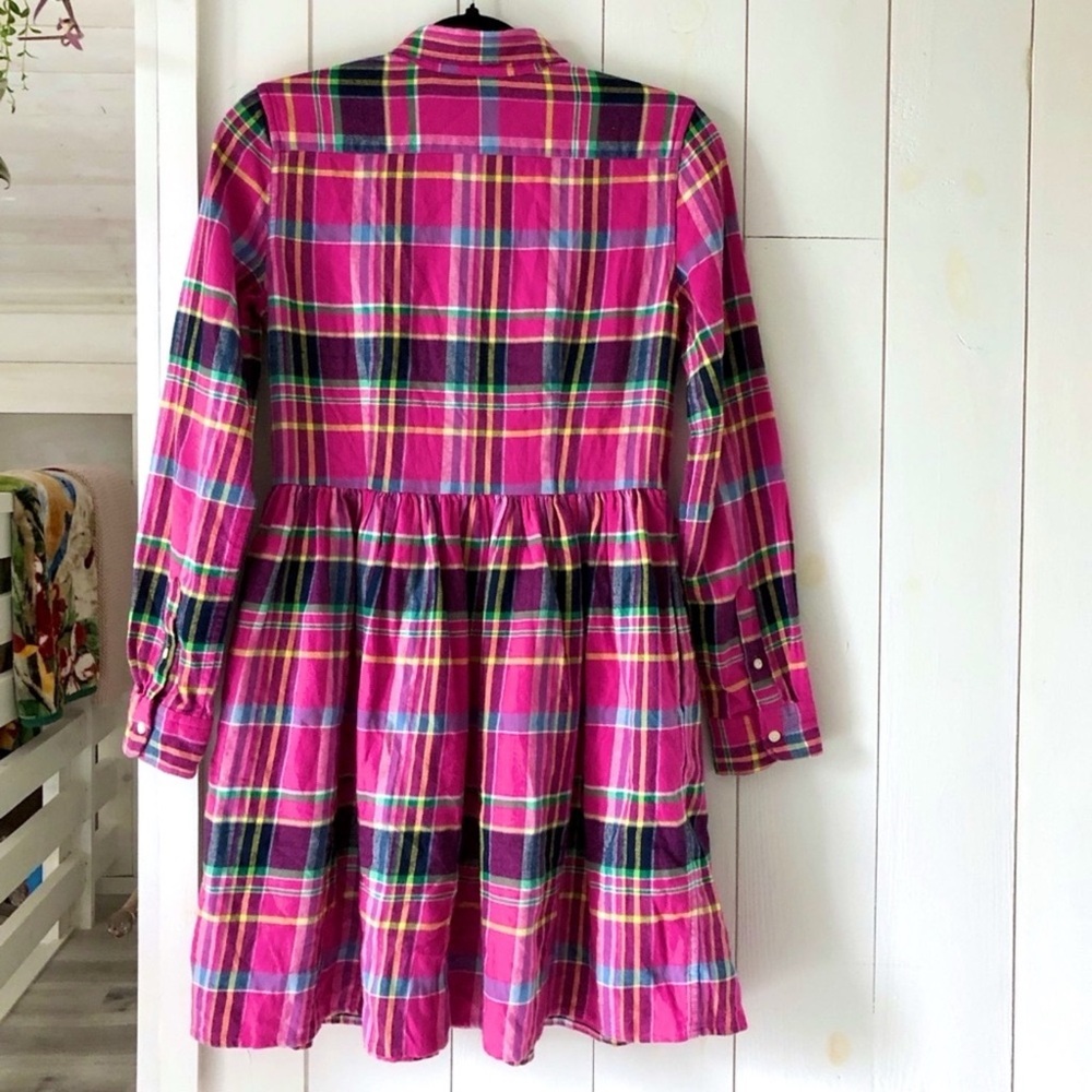 Polo Ralph Lauren Preppy Pink Plaid Button-Up Cotton Dress Girl’s Size 16 - Picture 8 of 13